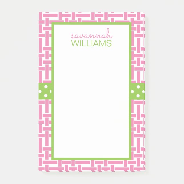 Bamboo and Grosgrain Personalized Post-it Notepad (Front)