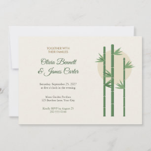 Bamboo and Moon Minimalist Wedding Invitation