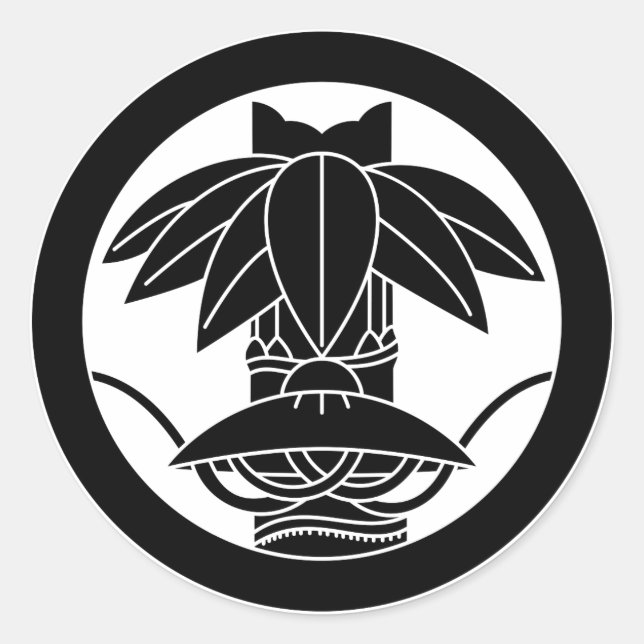 Bamboo and sedge hat in circle classic round sticker (Front)