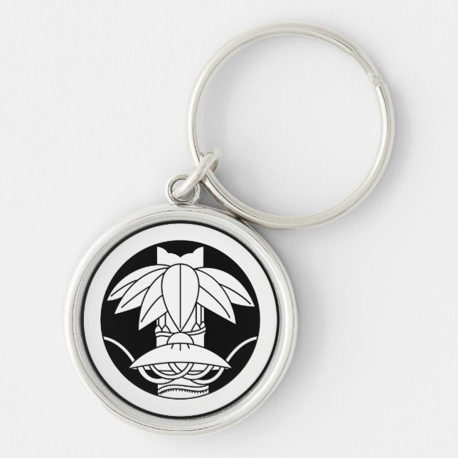 Bamboo and sedge hat in circle keychain (Front)