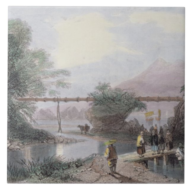 Bamboo Aqueduct at Hong Kong, engraved by Henry Ad Tile (Front)