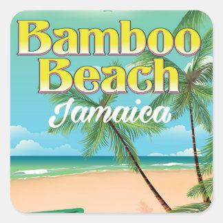 Bamboo Beach Jamaica Square Sticker
