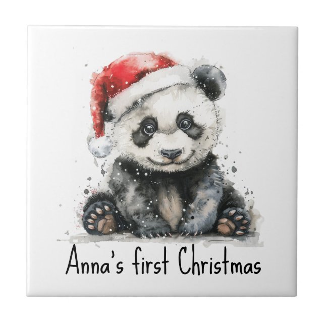 Bamboo Bear's First Christmas, custom Tile (Front)