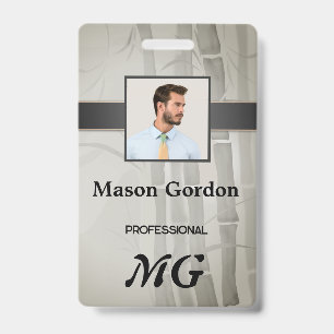Bamboo, beige background badge