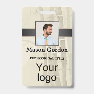 Bamboo, beige background badge