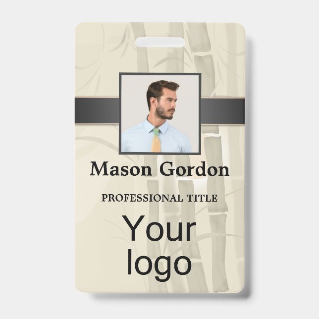 Bamboo, beige background badge (Front)