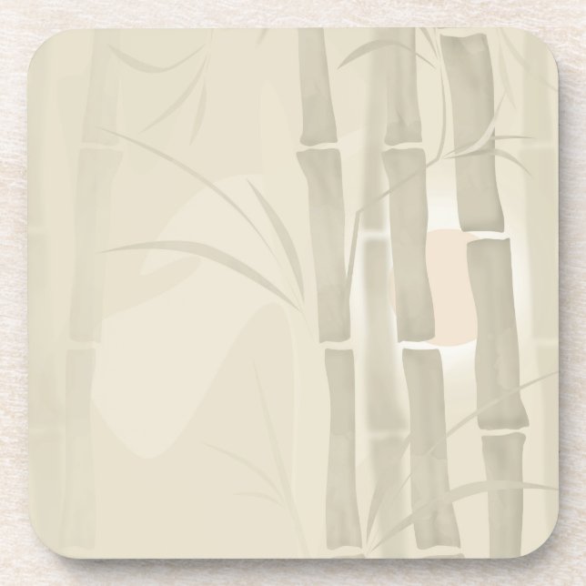 Bamboo, beige background coaster (Front)