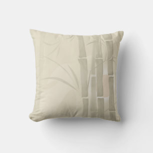 Bamboo, beige background throw pillow