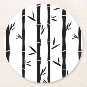 Bamboo Black and White Custom Round Paper Coaster