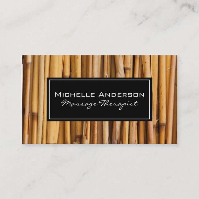 Bamboo Black Frame White Border Business Card (Front)