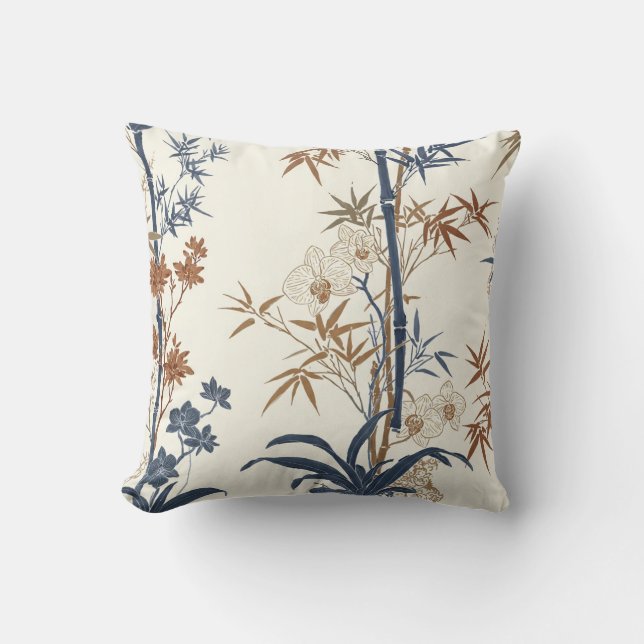 Bamboo botanical pillowcases  throw pillow (Front)