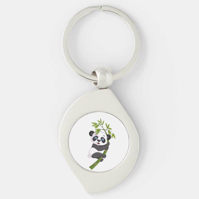 Bamboo Buddy Happy Little Panda Swinging in the Ba Keychain (Front)