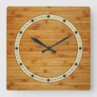 Bamboo Butcher Block Square Wall Clock