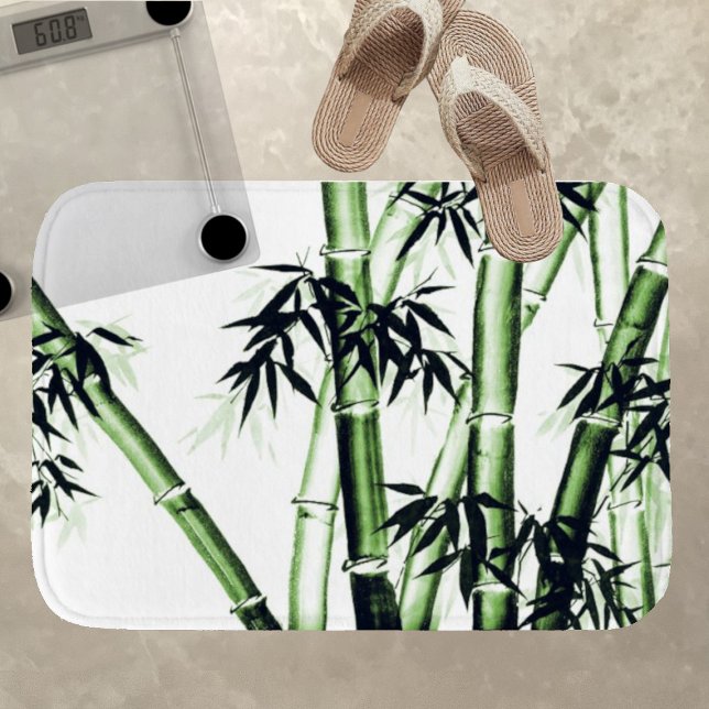 Bamboo Chinese Art - one - green Poster Bath Mat (Creator Uploaded)