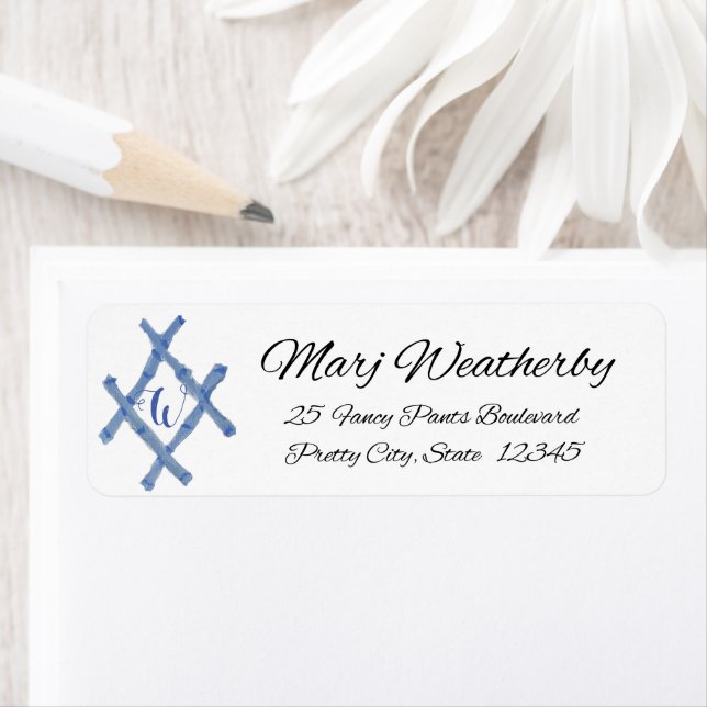 Bamboo Chinoiserie Hand Painted address  Label (Insitu)