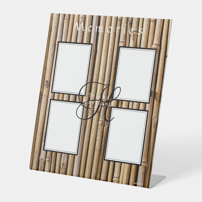 Bamboo design Four Photo Display HAMbyWG Pedestal Sign (Front)