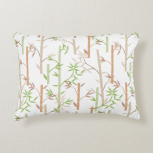 Bamboo Foliage Oriental Greenery Leaves Accent Pillow