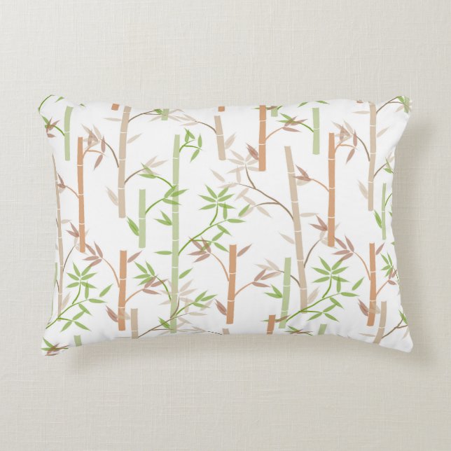 Bamboo Foliage Oriental Greenery Leaves Accent Pillow (Front)