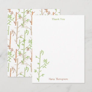 Bamboo Foliage Oriental Greenery Leaves Thank You Card