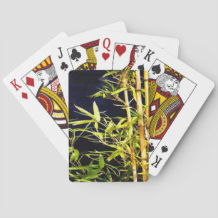 Bamboo Foliage Tropical Art On Black Playing Cards