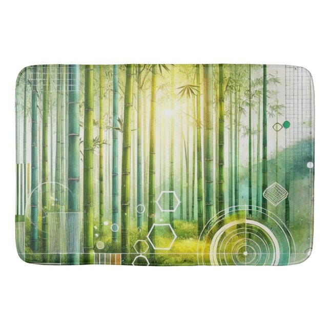 Bamboo Forest Geometric Bath Mat (Front)