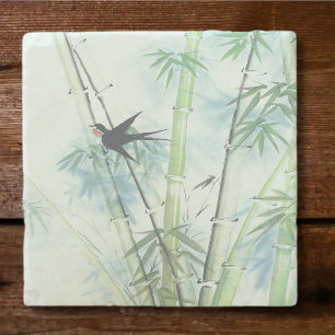 Bamboo Forest - green Stone Coaster