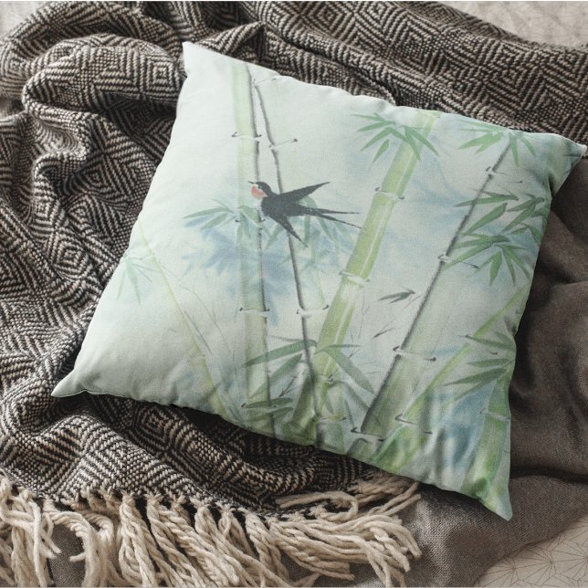 Bamboo Forest - green Throw Pillow (Creator Uploaded)