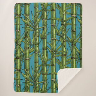 Bamboo forest in green sherpa blanket