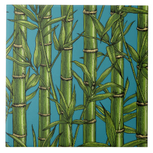 Bamboo forest in green tile
