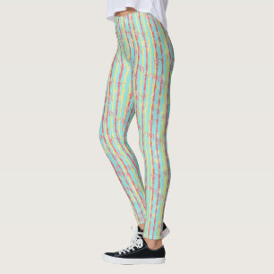 Bamboo Forest Mid Century Modern Aqua Leggings