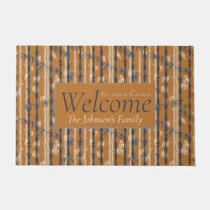 Bamboo Forest Mid Century Modern Rust Doormat