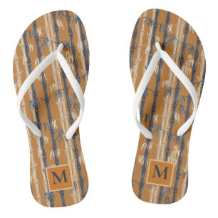 Bamboo Forest Mid Century Modern Rust Flip Flops