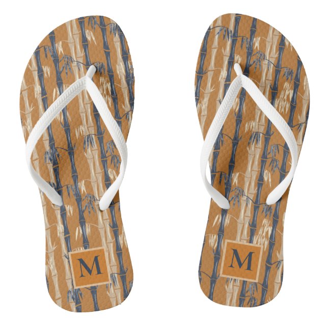 Bamboo Forest Mid Century Modern Rust Flip Flops (Footbed)