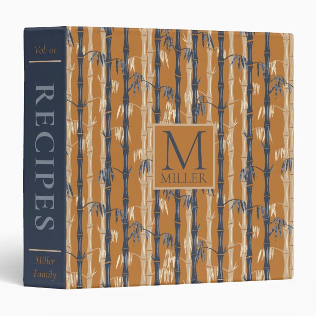 Bamboo Forest Mid Century Modern Rust Recipe Binder (Front/Spine)