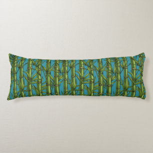 Bamboo forest on blue body pillow