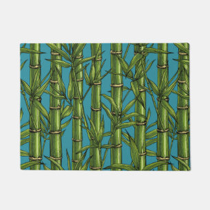 Bamboo forest on blue doormat