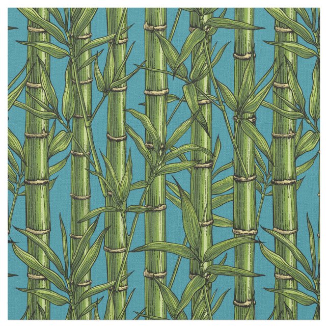 Bamboo forest on blue fabric (Close Up)