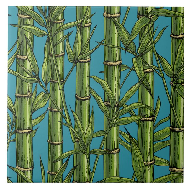 Bamboo forest on blue tile (Front)