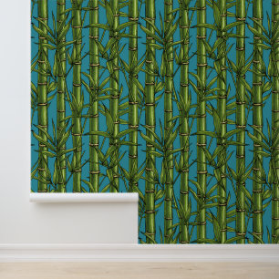 Bamboo forest on blue wallpaper