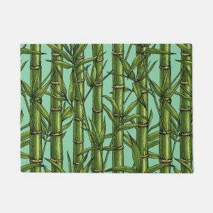 Bamboo forest on light blue doormat