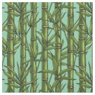 Bamboo forest on light blue fabric