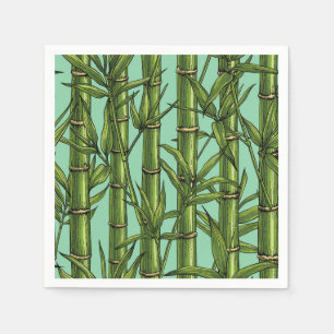 Bamboo forest on light blue napkin