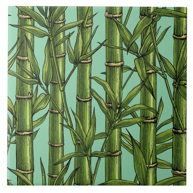 Bamboo forest on light blue tile (Front)