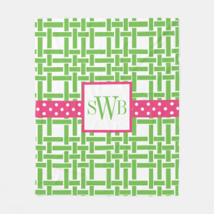 Bamboo & Grosgrain Monogrammed Fleece Blanket