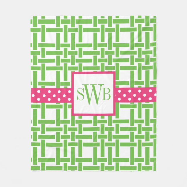 Bamboo & Grosgrain Monogrammed Fleece Blanket (Front)