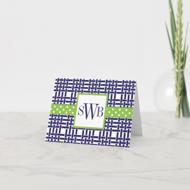 Bamboo & Grosgrain Monogrammed Note Cards (Front)