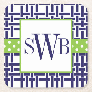 Bamboo & Grosgrain Monogrammed Paper Coasters