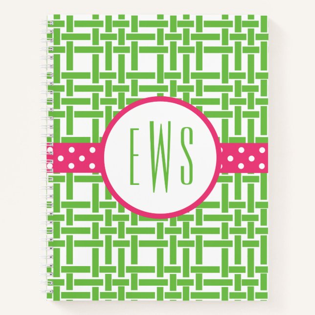 Bamboo & Grosgrain Monogrammed Spiral Notebook (Front)