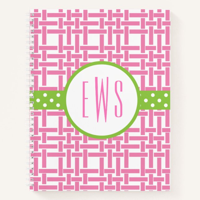 Bamboo & Grosgrain Monogrammed Spiral Notebook (Front)