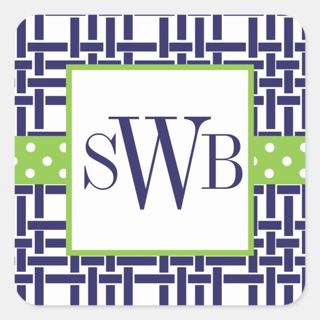 Bamboo & Grosgrain Monogrammed Stickers (Front)